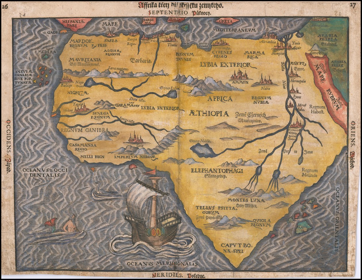 1592 Map of Africa by Heinrich Bünting