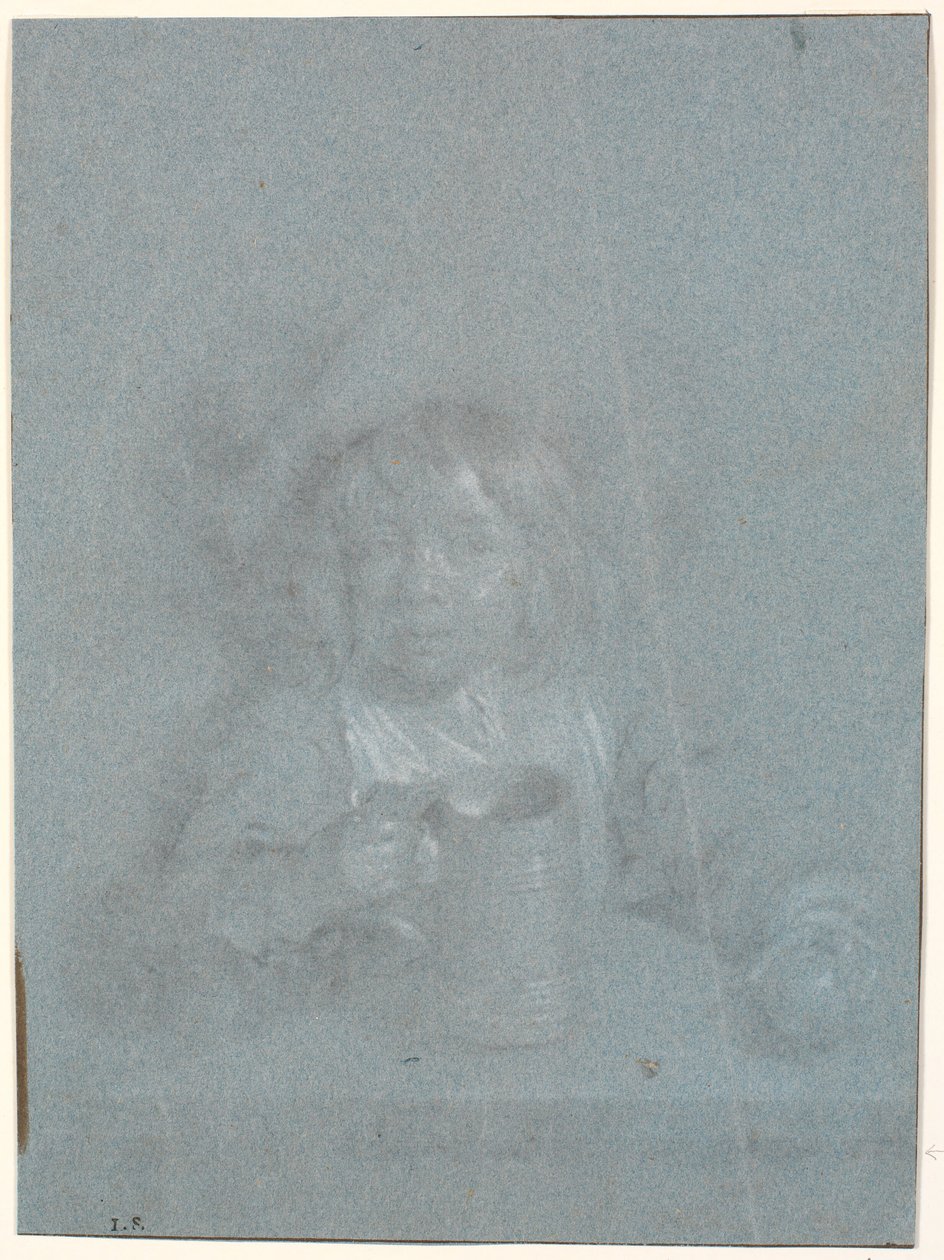 A Boy at a Table with an Apple and a Mug in His Hands by Heinrich Dittmers