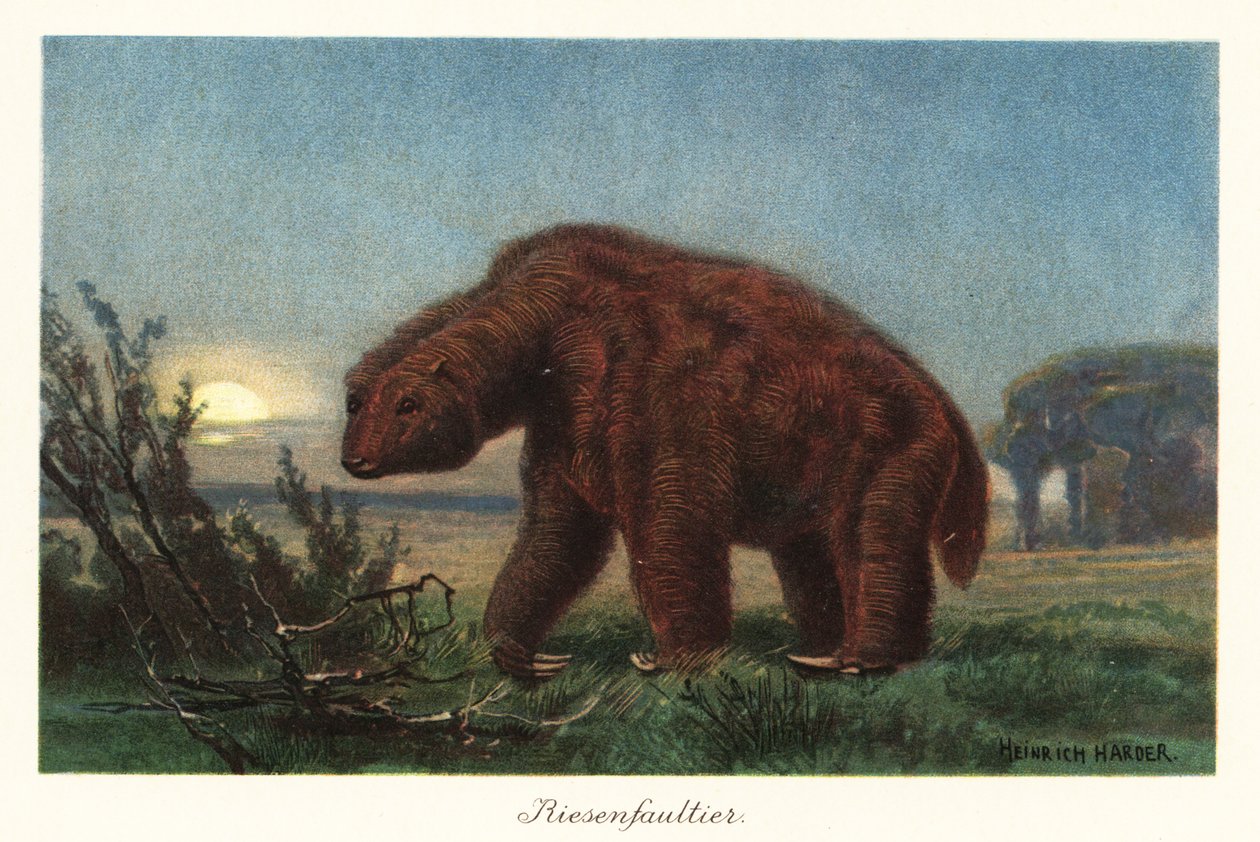 Megatherium americanum in the Moonlight by Heinrich Harder