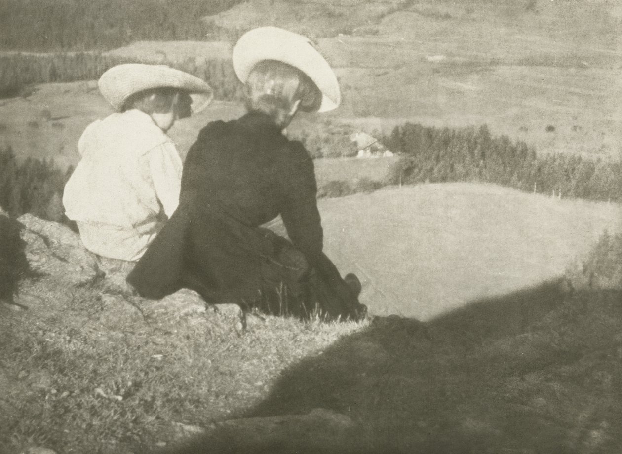 Fields in Birgitz (Hans and Mary sitting) by Heinrich Kuhn