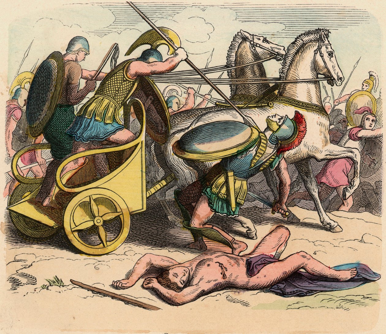 Ancient Greece: Greek Military, Greece at the Time of the Kings, War Chariot by Heinrich Leutemann