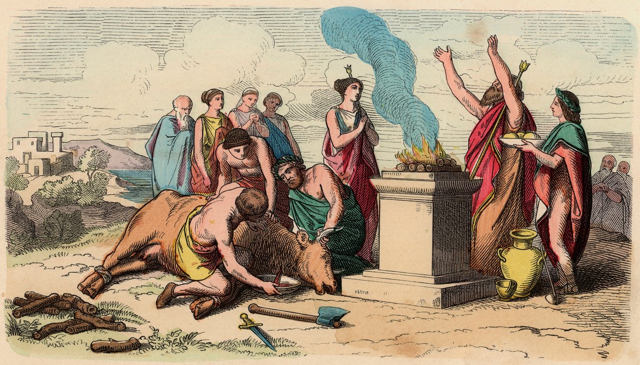 Ancient Greece: Ritual Bull Sacrifice - Greece at the Time of the Kings by Heinrich Leutemann