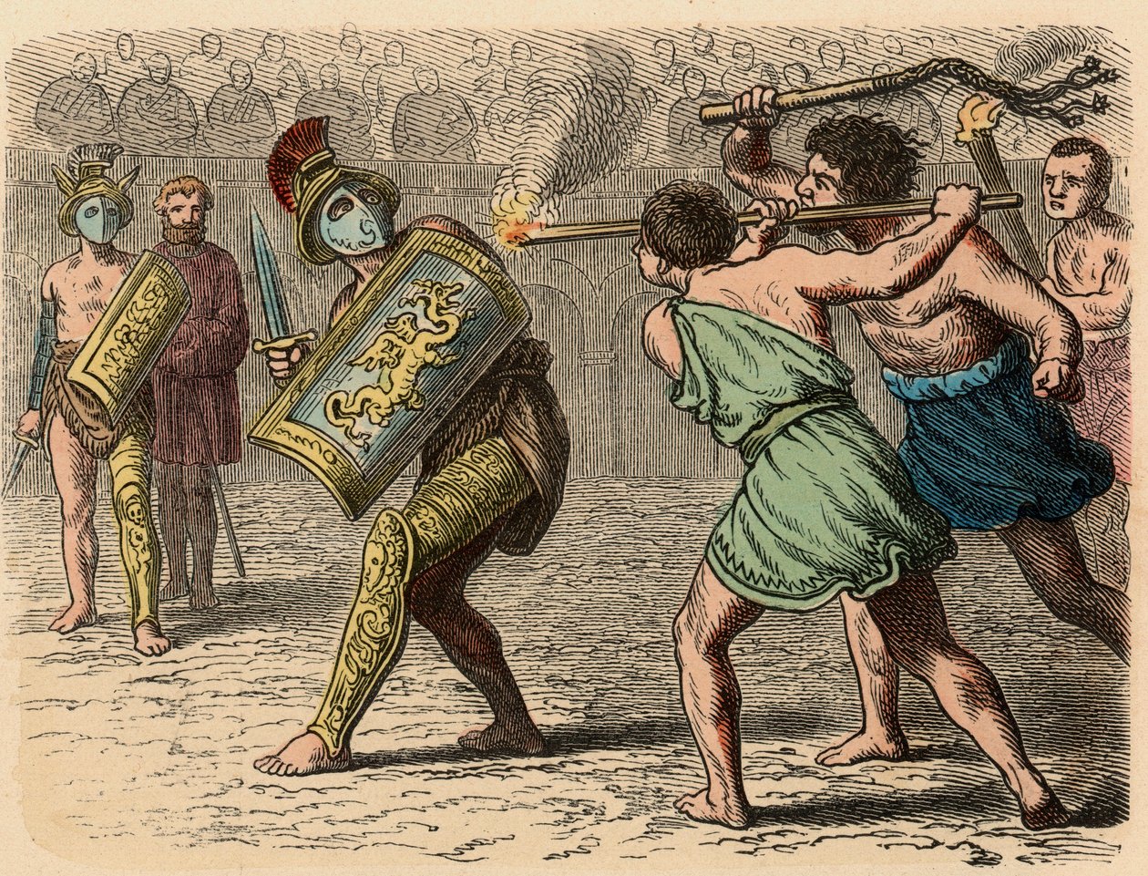 Ancient Rome: A cowardly gladiator engaged in the fight, 1866 by Heinrich Leutemann