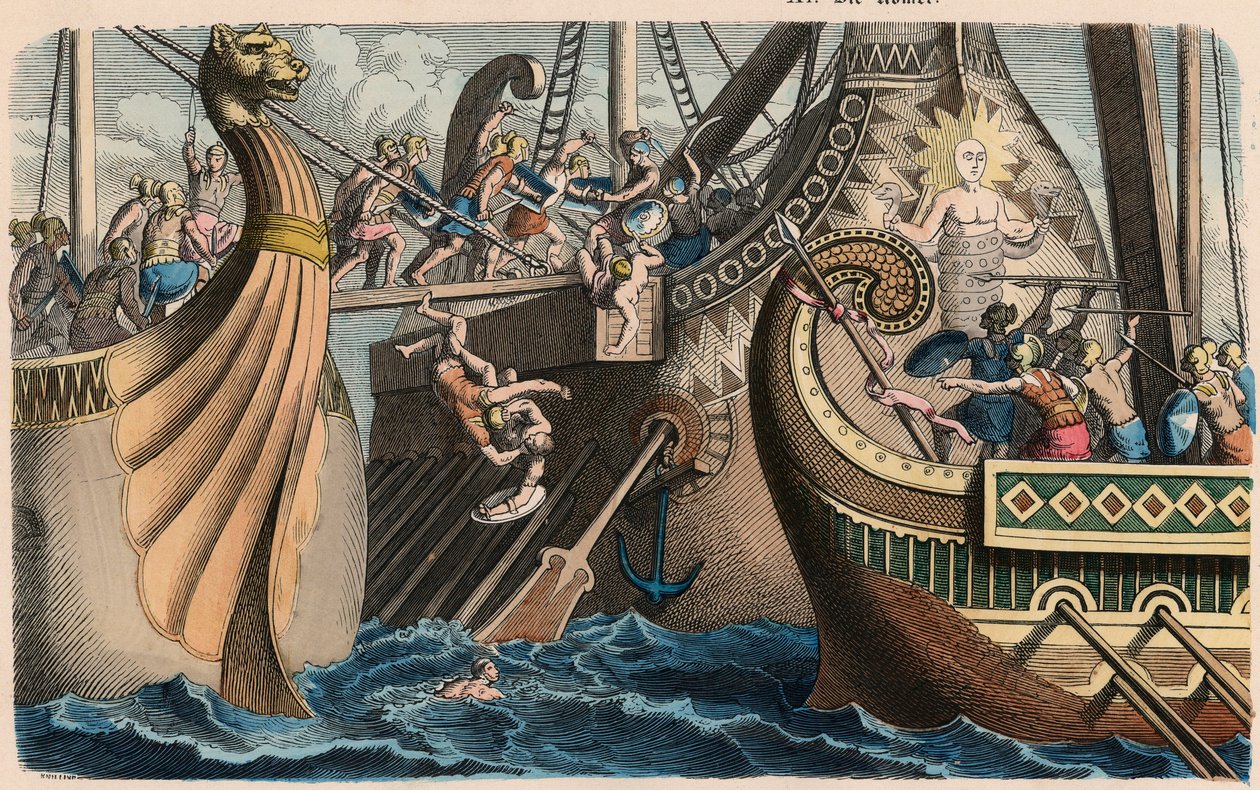 Ancient Rome: Sea Battle with Gangplank by Heinrich Leutemann