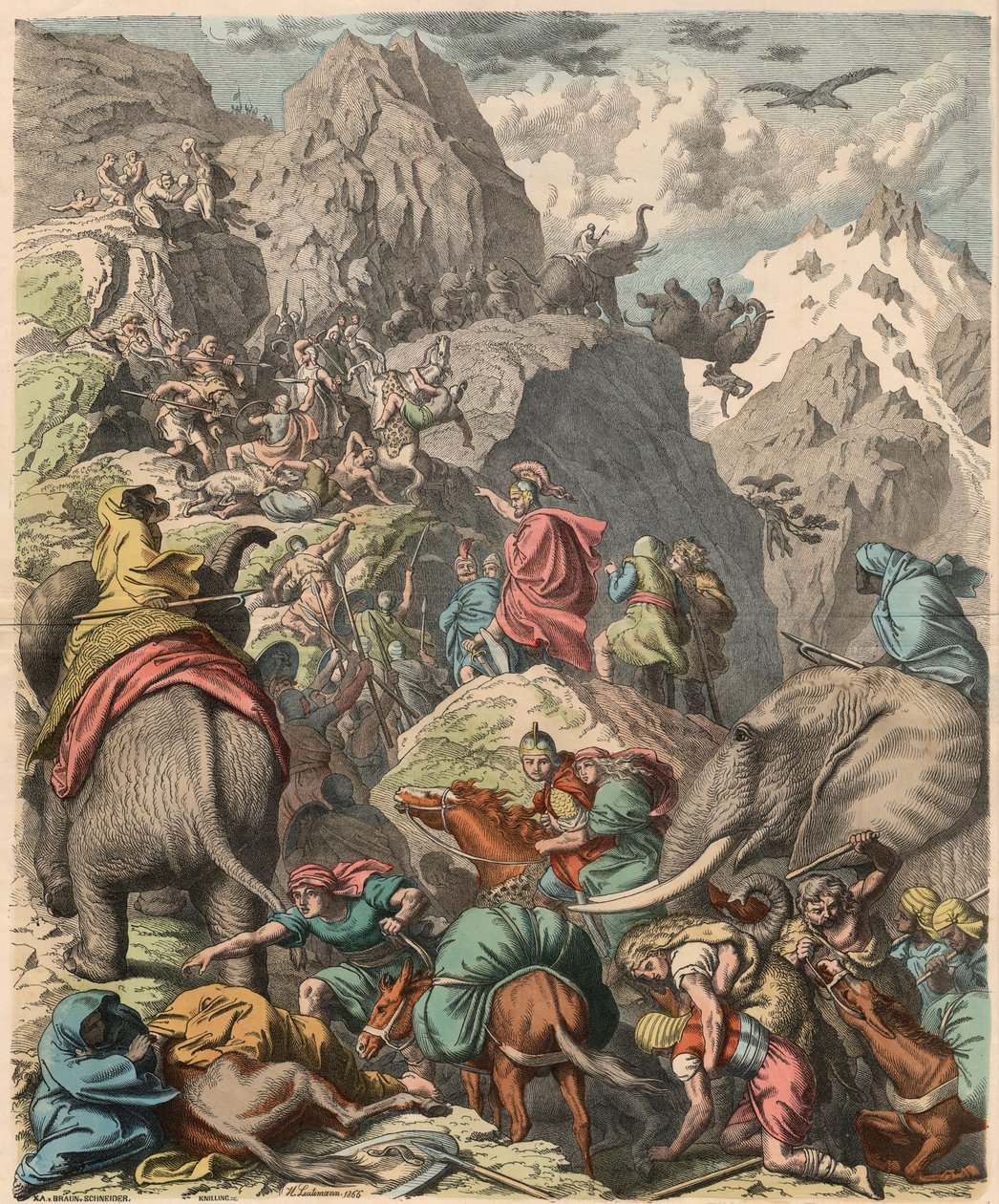 Second Punic War: Hannibal Crossing the Alps, 1866 by Heinrich Leutemann