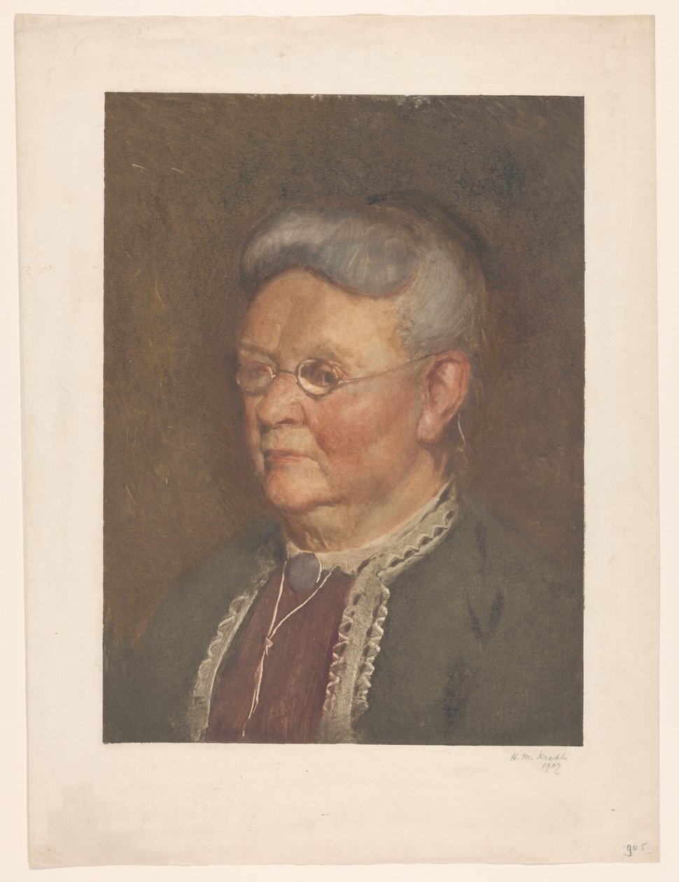 Portrait of an Old Lady by Heinrich M. Krabbé (signed by artist)