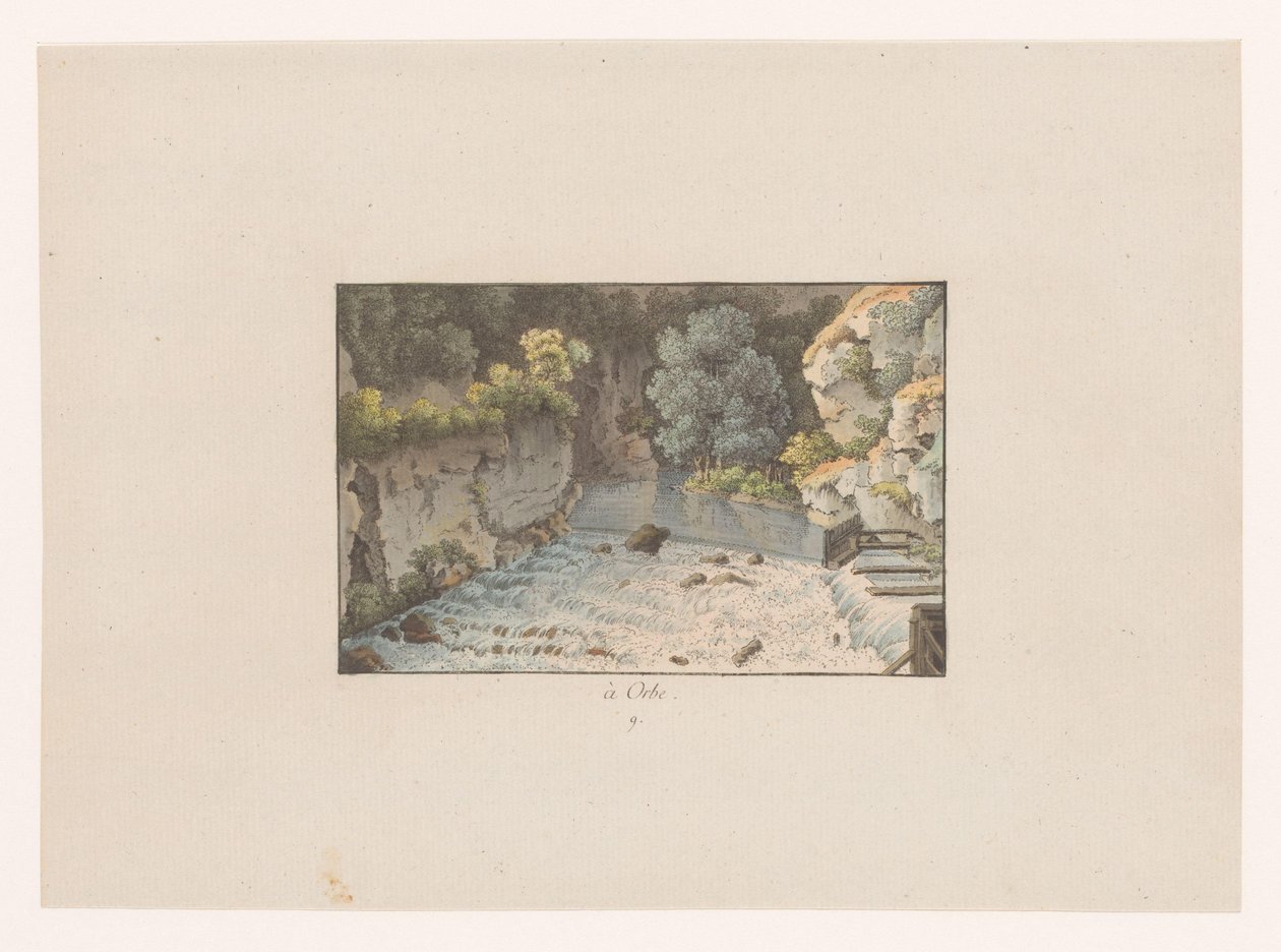View of a Waterfall in Orbe (Views of Switzerland) by Heinrich Rieter