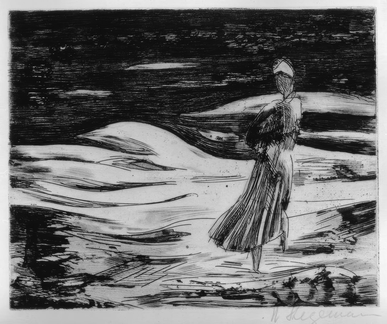 Girl on the Evening Beach (Sylt) by Heinrich Stegemann