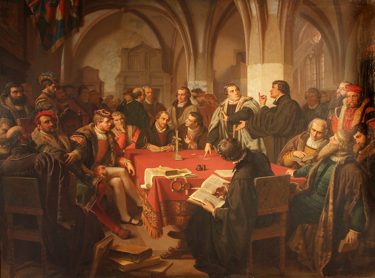Religious Discussion in Marburg Castle 1869 by Heinrich Stürzl