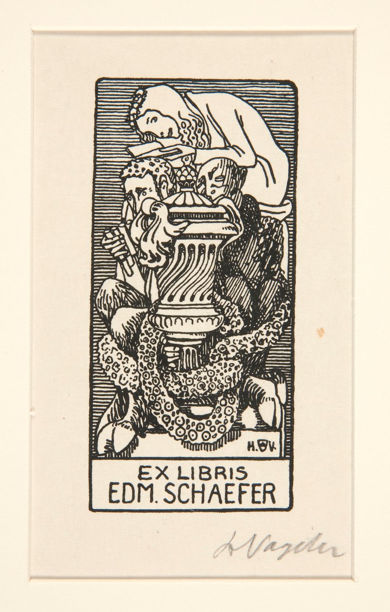 Bookplate: Edm. Schaefer by Heinrich Vogeler