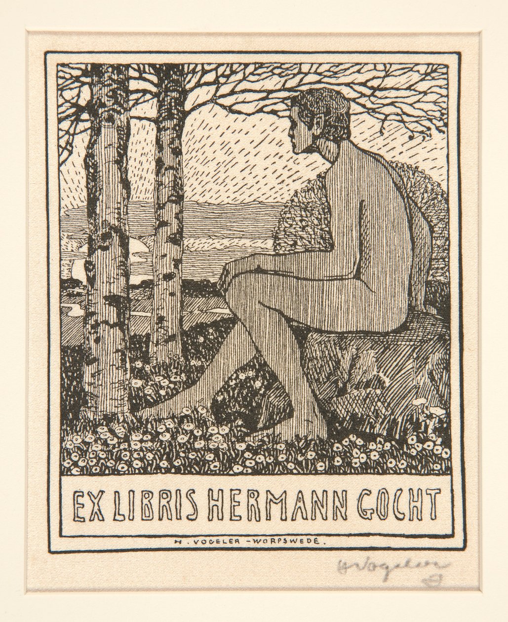 Bookplate: Ex Libris Hermann Gocht by Heinrich Vogeler