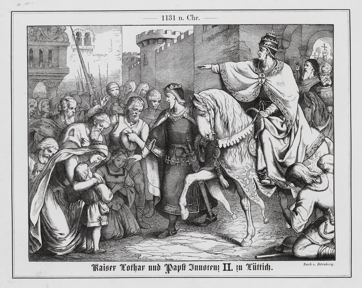 The Holy Roman Emperor Lothair III Meeting Pope Innocent II at Liege by Heinrich von Doernberg