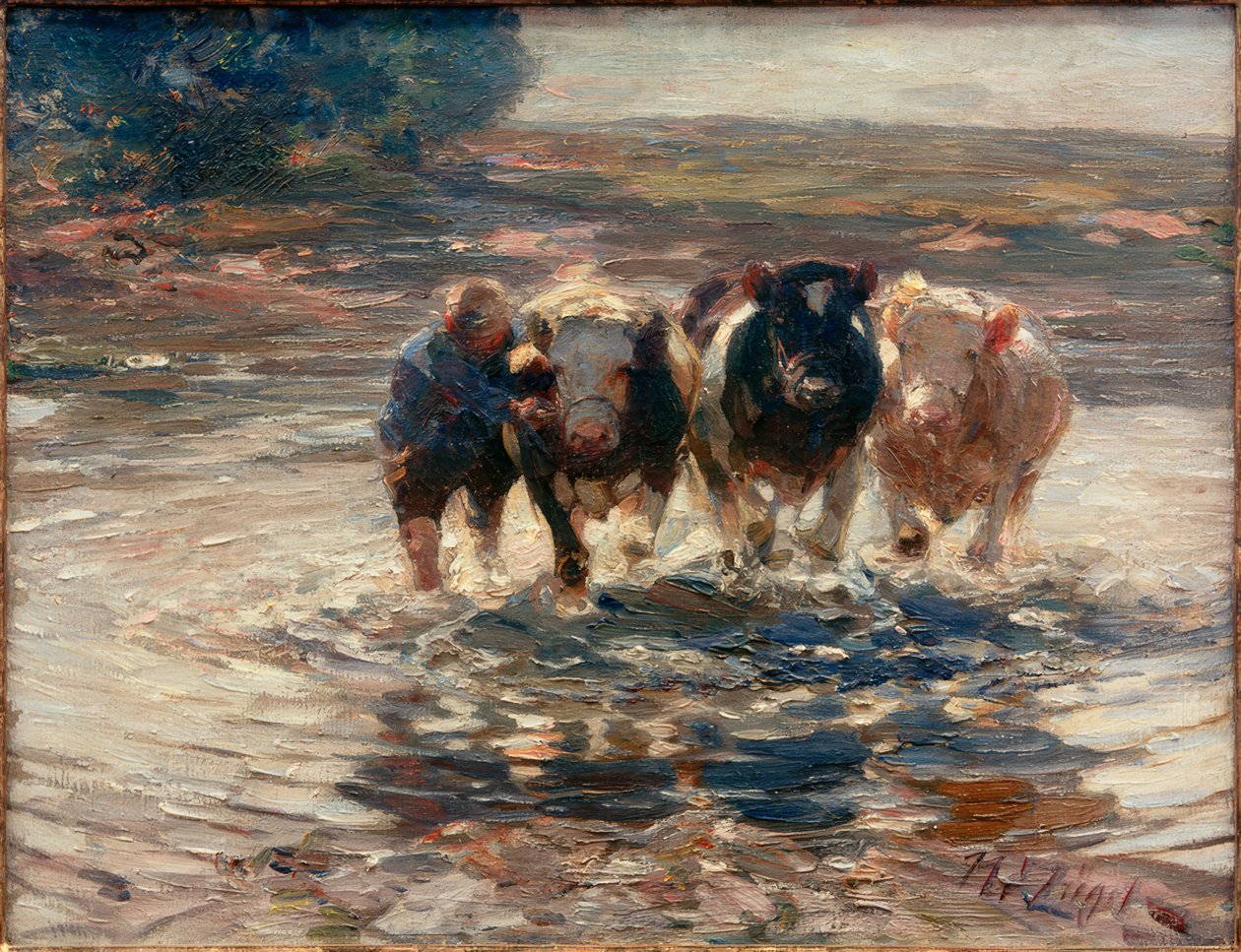 Through the Ford by Heinrich von Zügel