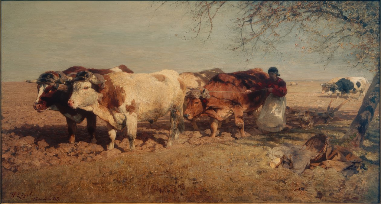 Oxen Team by Heinrich von Zügel