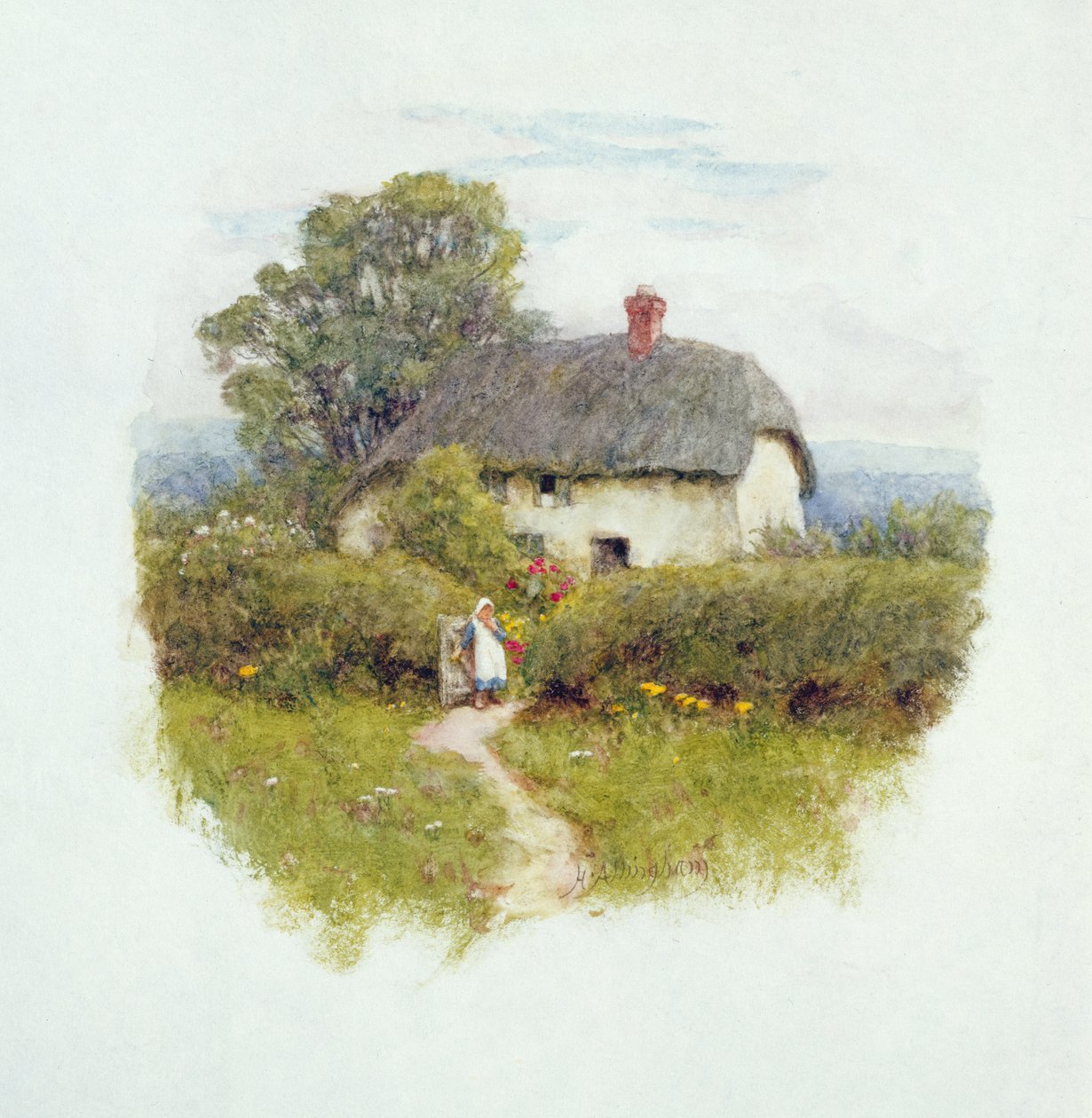 Young Girl by the Cottage Gate by Helen Allingham