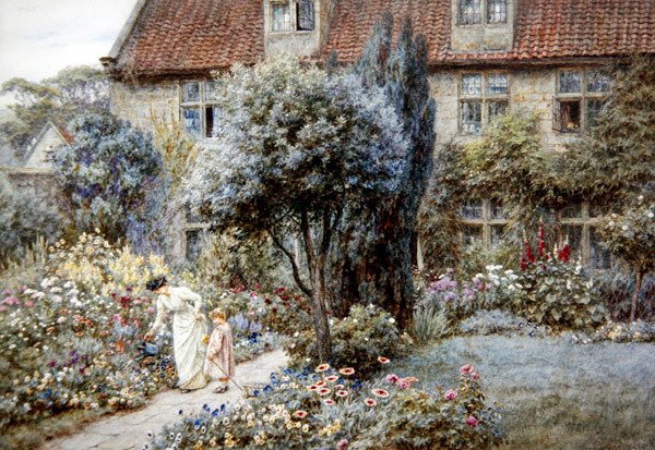 Manor Farm Garden, Yorkshire, c.1901 by Helen Allingham