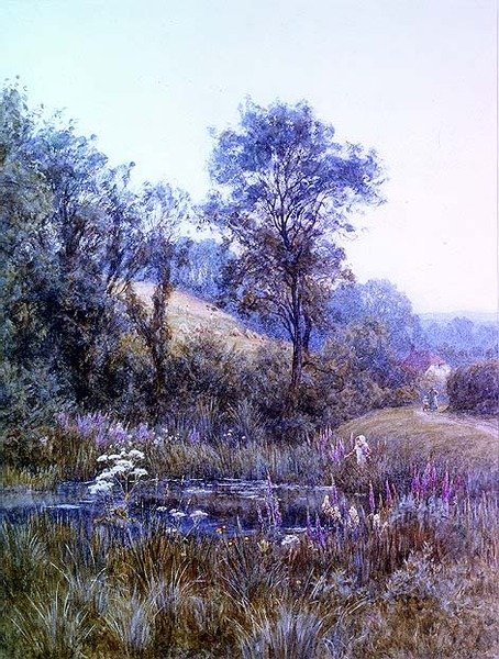 Picking Flowers by the Pond by Helen Allingham