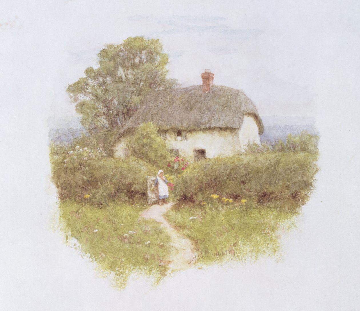 Young Girl by the Cottage Gate by Helen Allingham