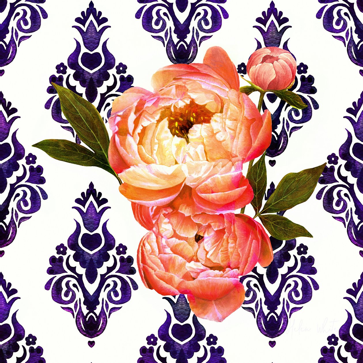 Peony on Delft by Helen White