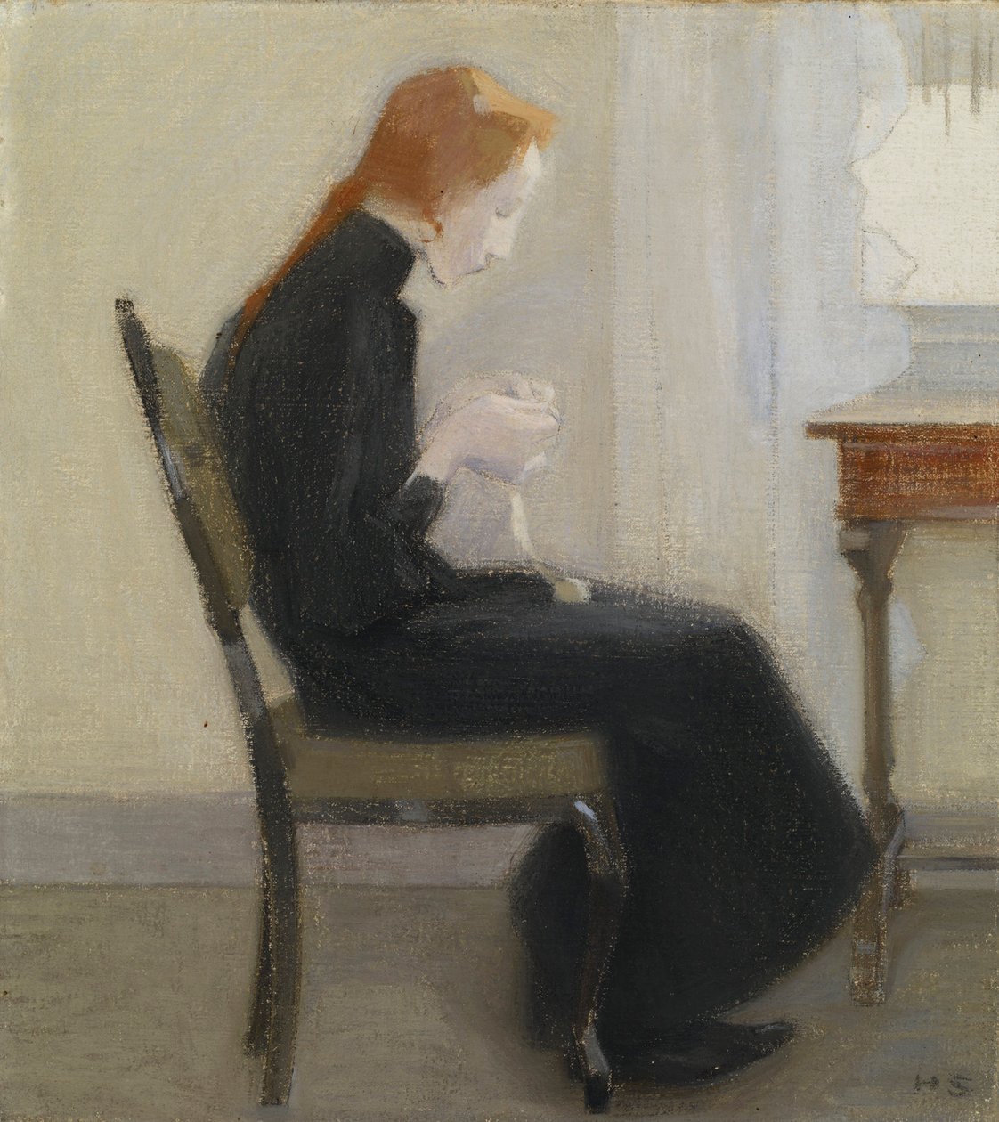 Girl Crocheting by Helene Schjerfbeck