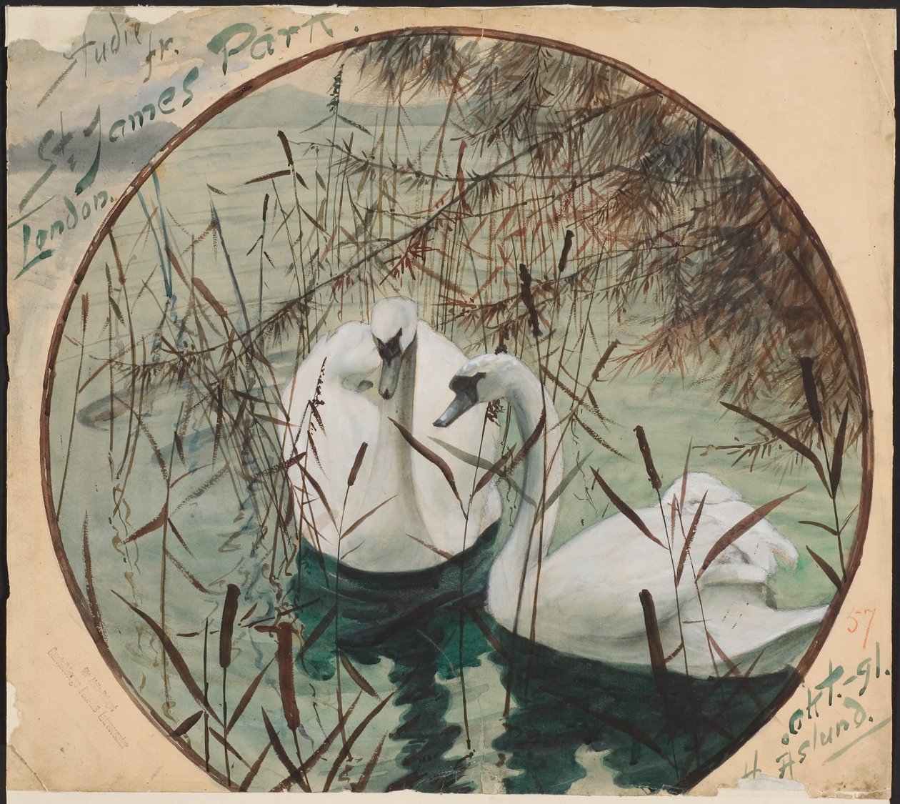 Swans in a Pond by Helmer Osslund
