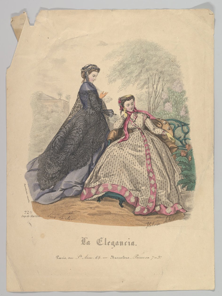 Two Women Outdoors, No. 720, from La Elegancia Barcelona by Heloise Leloir