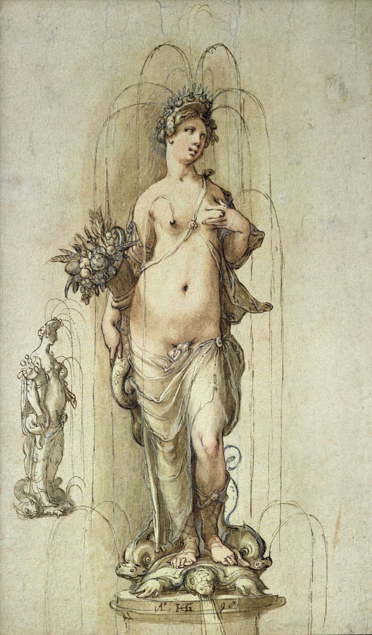 Design for a Fountain with a Figure of Abundance, 1598 by Hendrik Goltzius