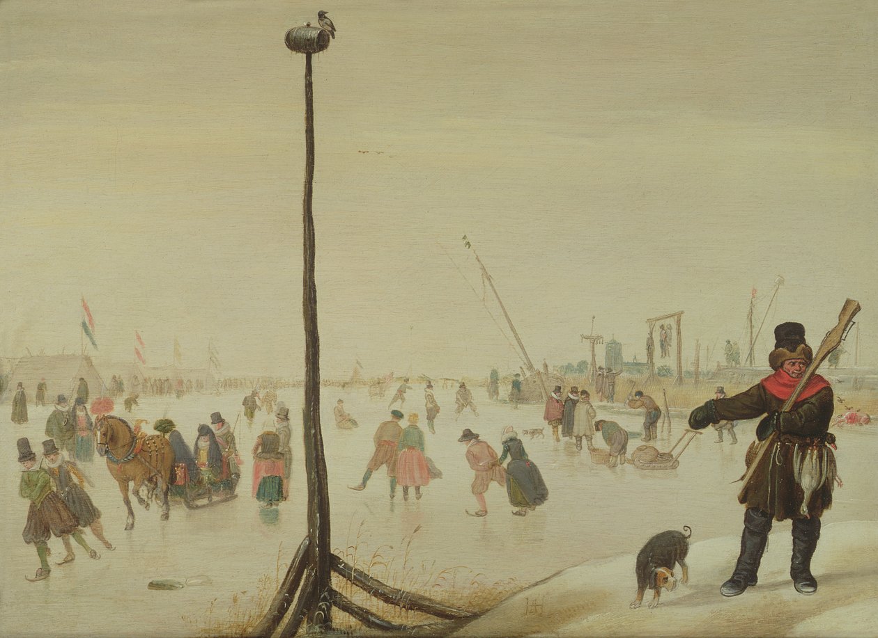 A Duck Hunter and His Dog in a Winter Landscape by Hendrick Avercamp