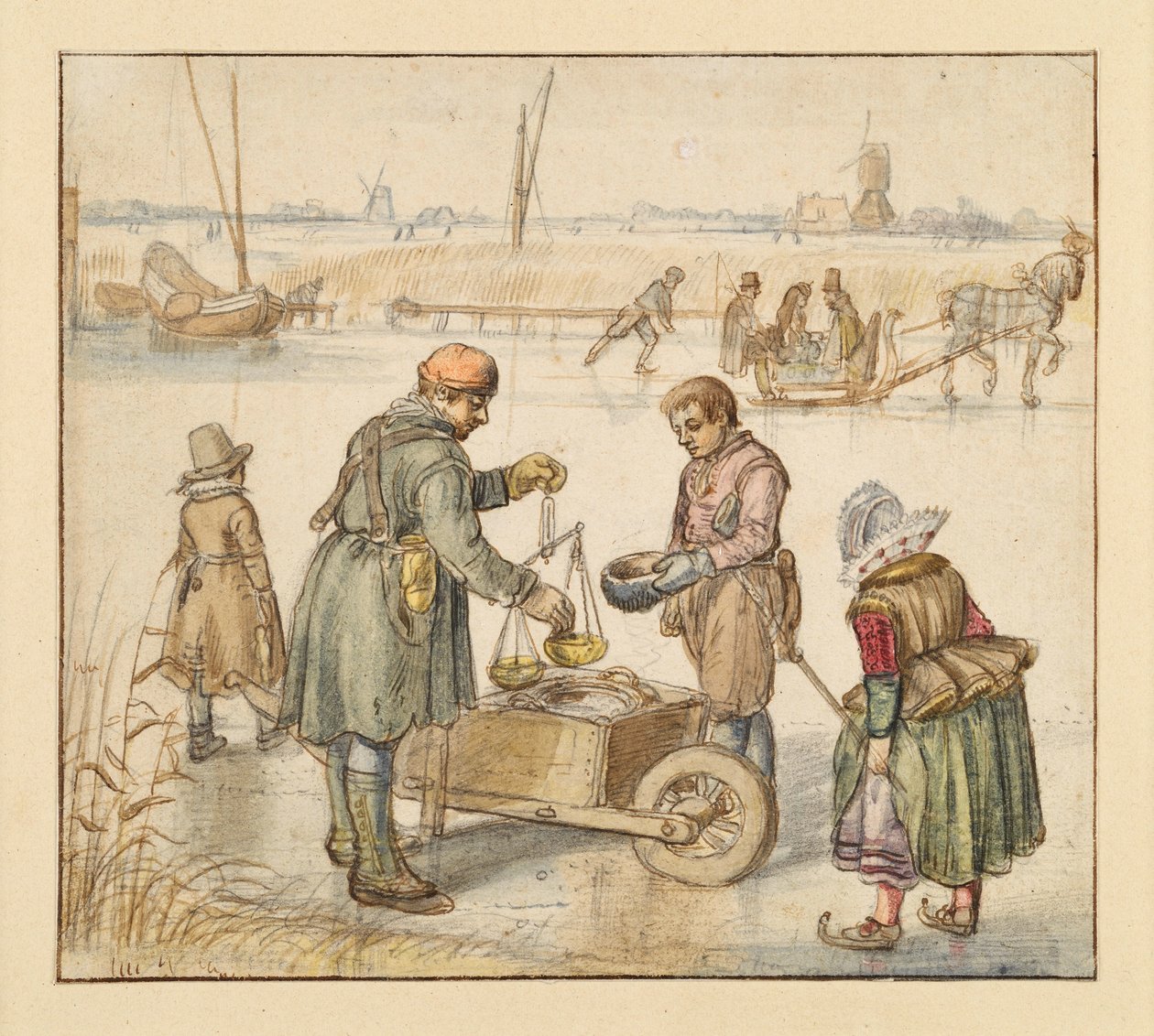 Traders on the Ice by Hendrick Avercamp