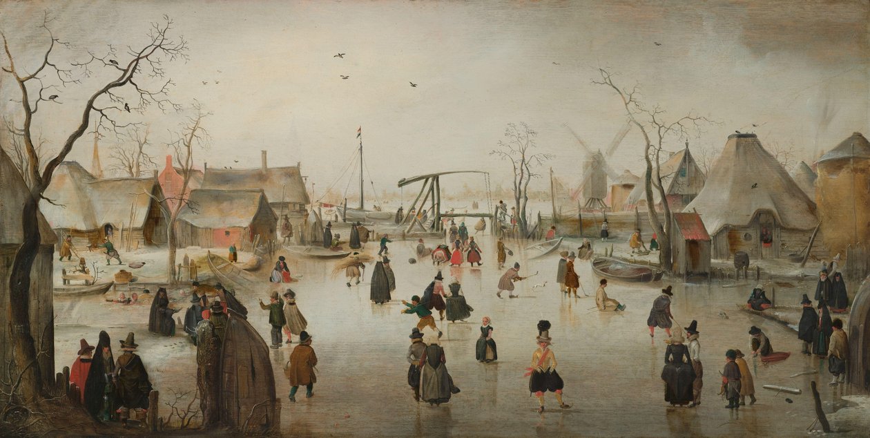 Ice-skating in a Village by Hendrick Avercamp