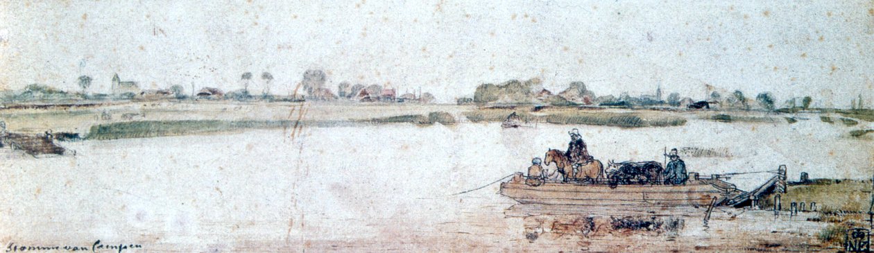 River Landscape with Rope Ferry by Hendrick Avercamp
