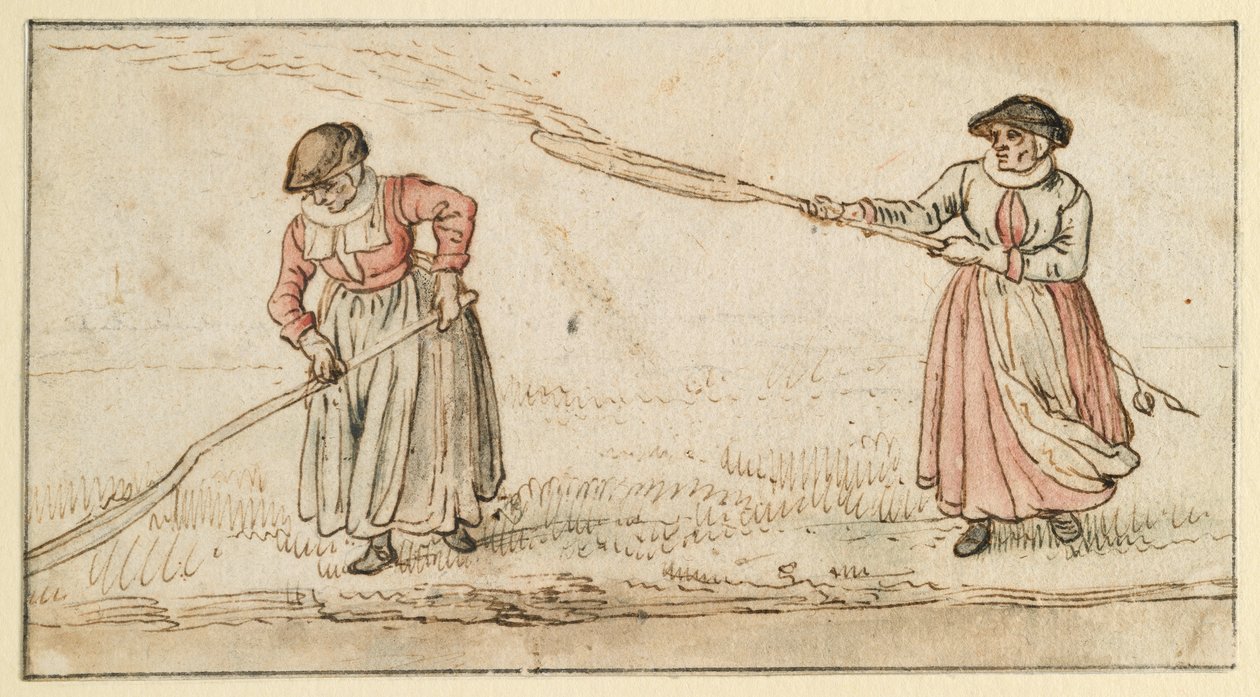 Two Women with Shovels by Hendrick Avercamp