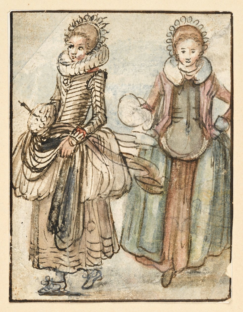 Two Standing Women by Hendrick Avercamp