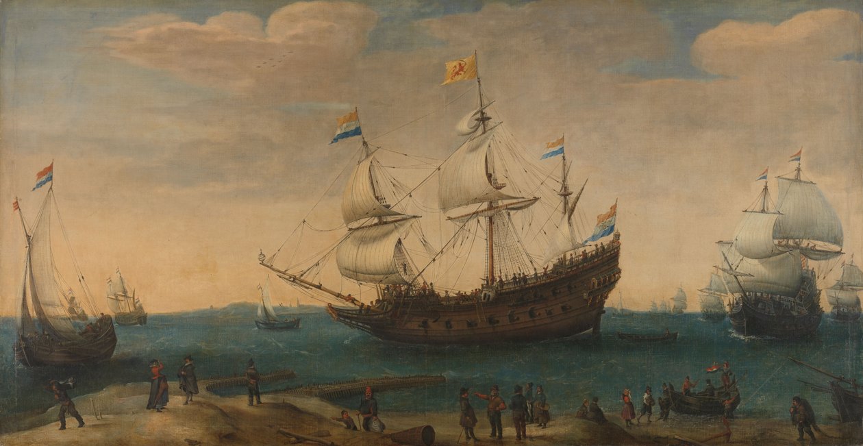 East Indiamen off a Coast by Hendrick Cornelisz Vroom
