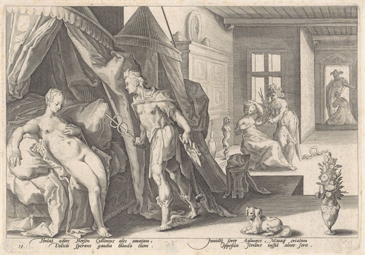 Mercury Visits Herse, from the series Metamorphoses of Ovid by Hendrick Goltzius (workshop of)
