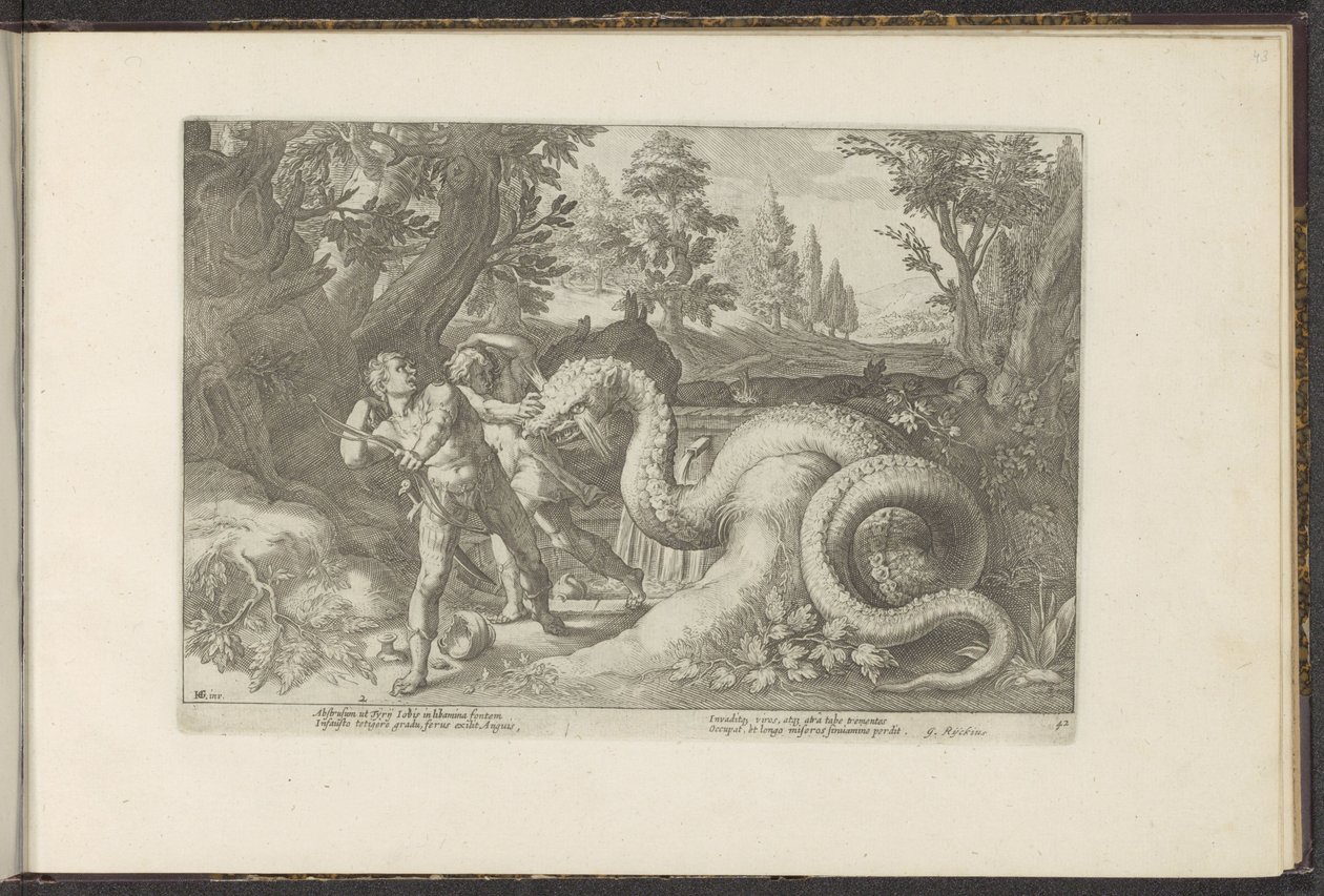 Companions of Cadmus Devoured by a Dragon by Hendrick Goltzius (workshop of)