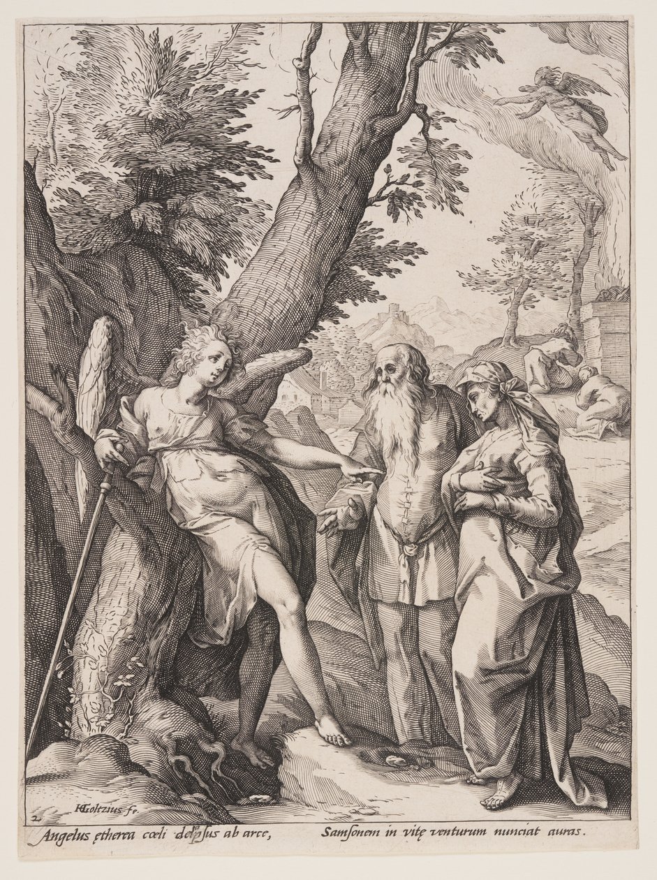 Angel with Manoah and His Wife by Hendrick Goltzius
