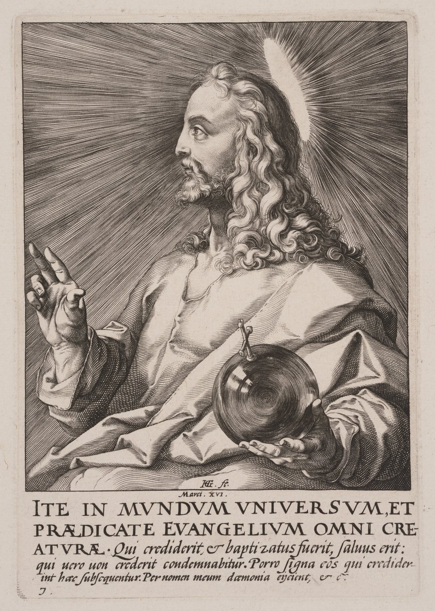 Christ (as Salvator Mundi), from Christ, the Apostles and St Paul with the Creed by Hendrick Goltzius