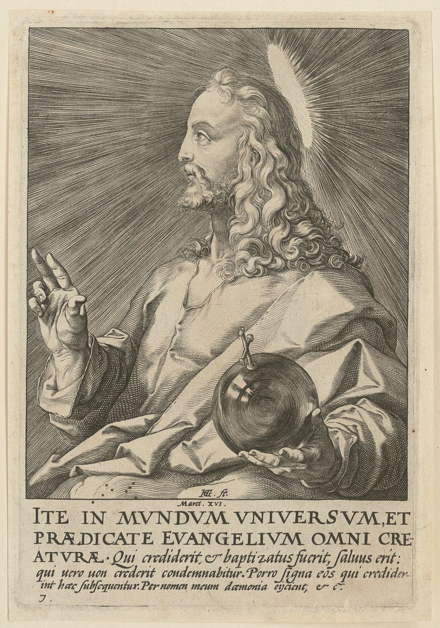 Christ as Salvator Mundi, plate 7 from the series “Christ, the Twelve Apostles and Paul” by Hendrick Goltzius