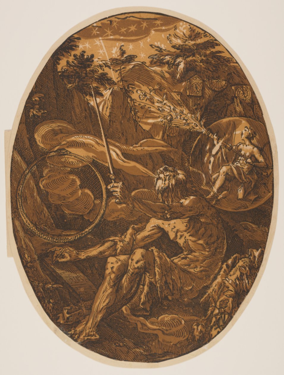 Demogorgon in the Cave of Eternity, from The Deities by Hendrick Goltzius