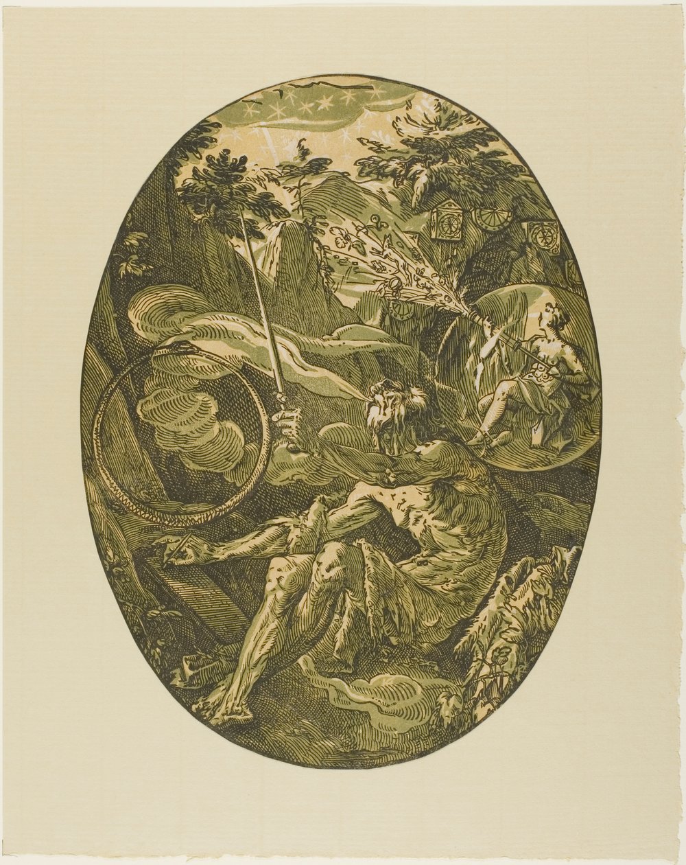Demogorgon in the Cave of Eternity, plate one from Demogorgon and the Deities by Hendrick Goltzius
