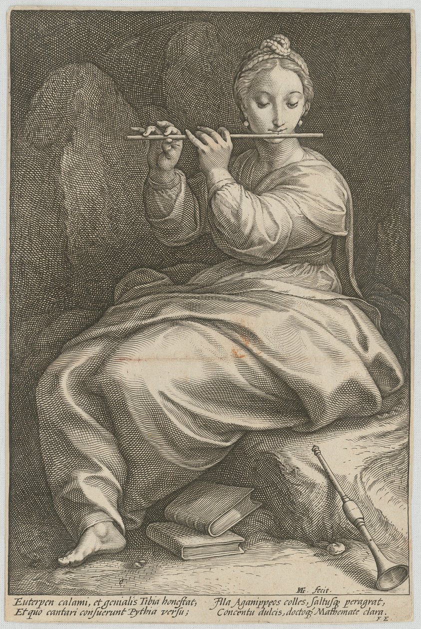 Euterpe, Sheet 6 from the Series Nine Muses by Hendrick Goltzius