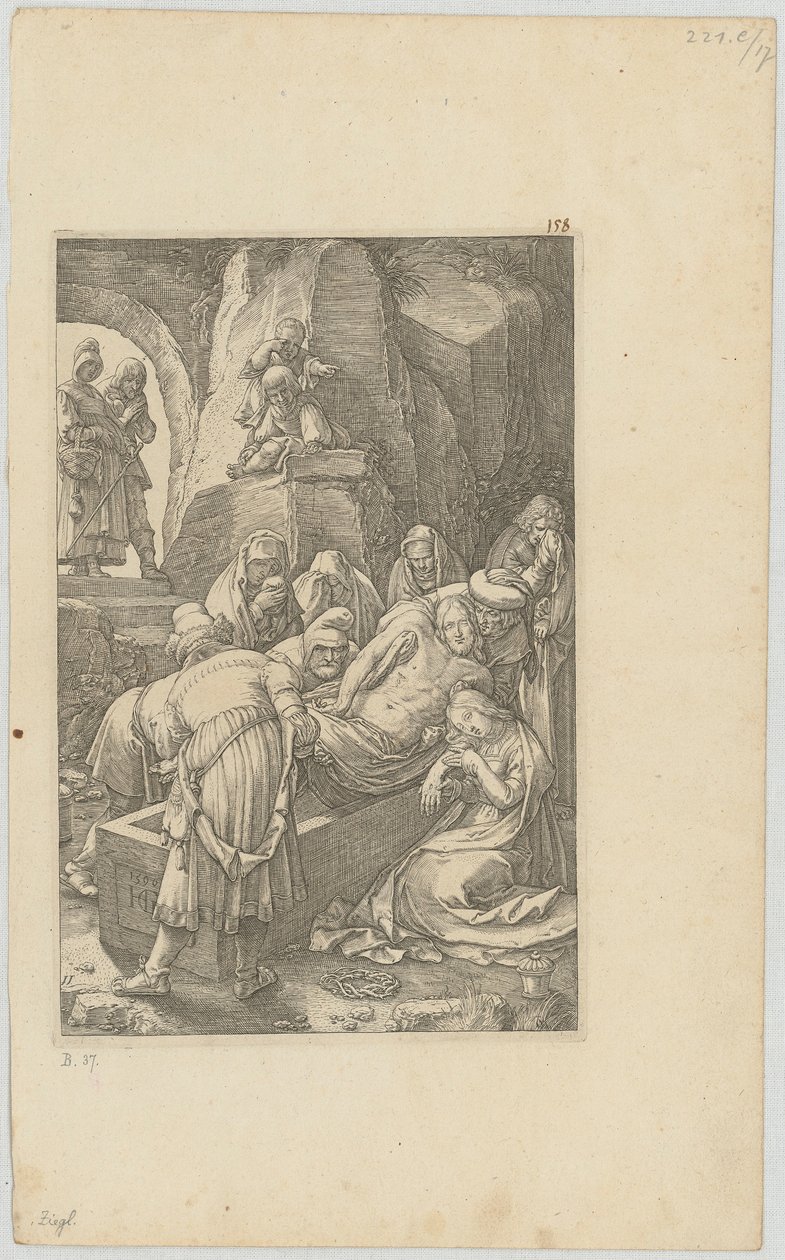 Burial, Sheet 11 from the Series "The Passion" by Hendrick Goltzius