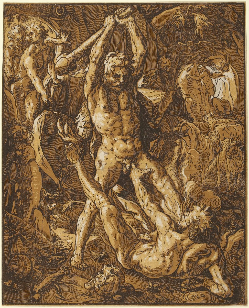 Hercules Killing Cacus by Hendrick Goltzius