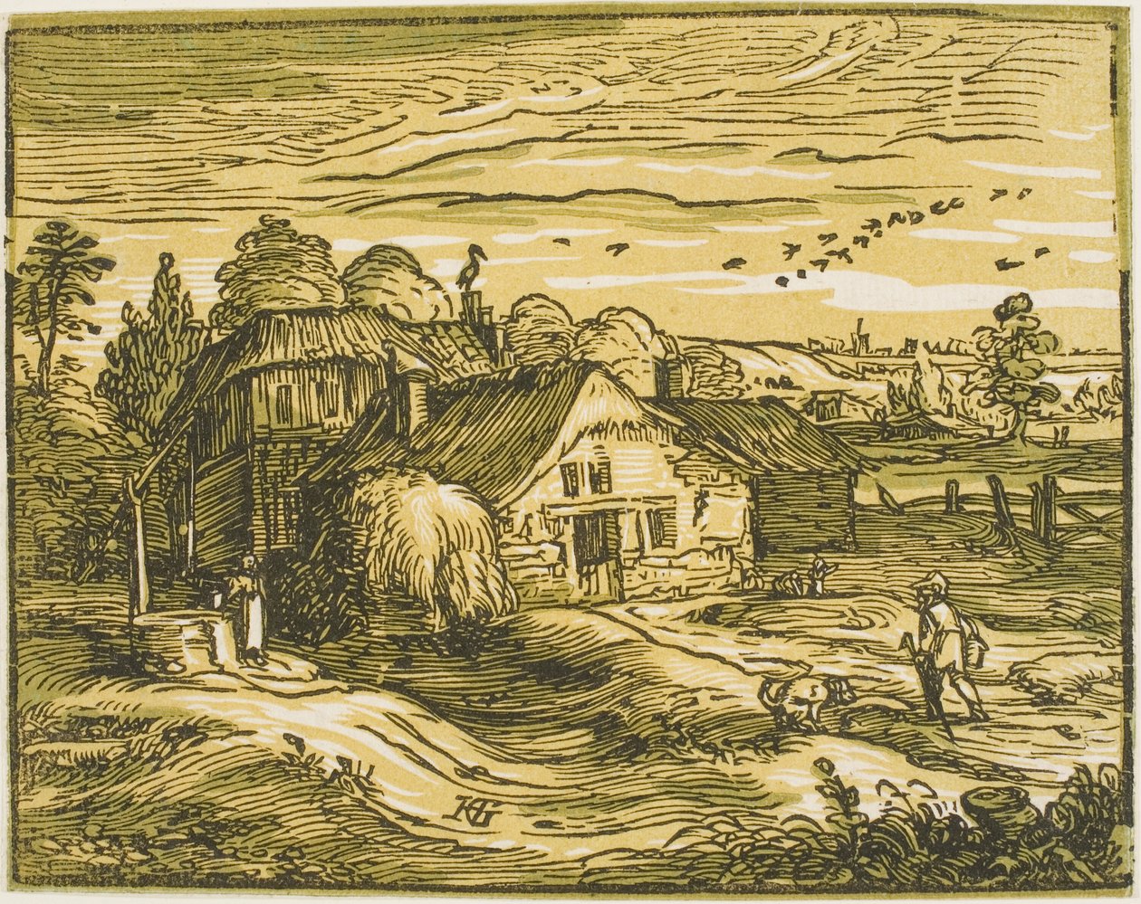 Landscape with a Farmhouse, from Four Small Landscapes by Hendrick Goltzius