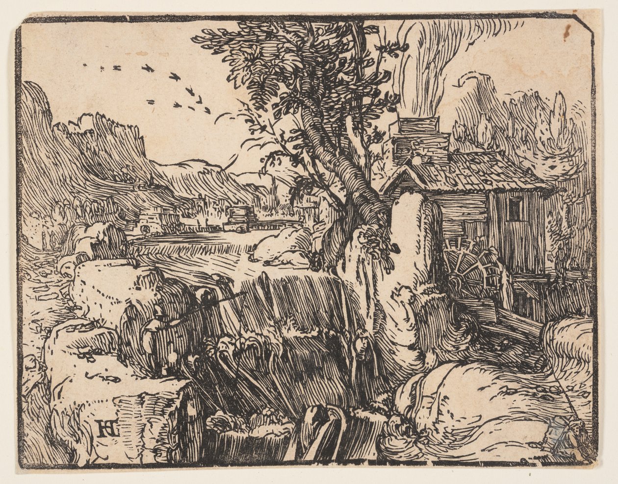 Landscape with a Waterfall by Hendrick Goltzius