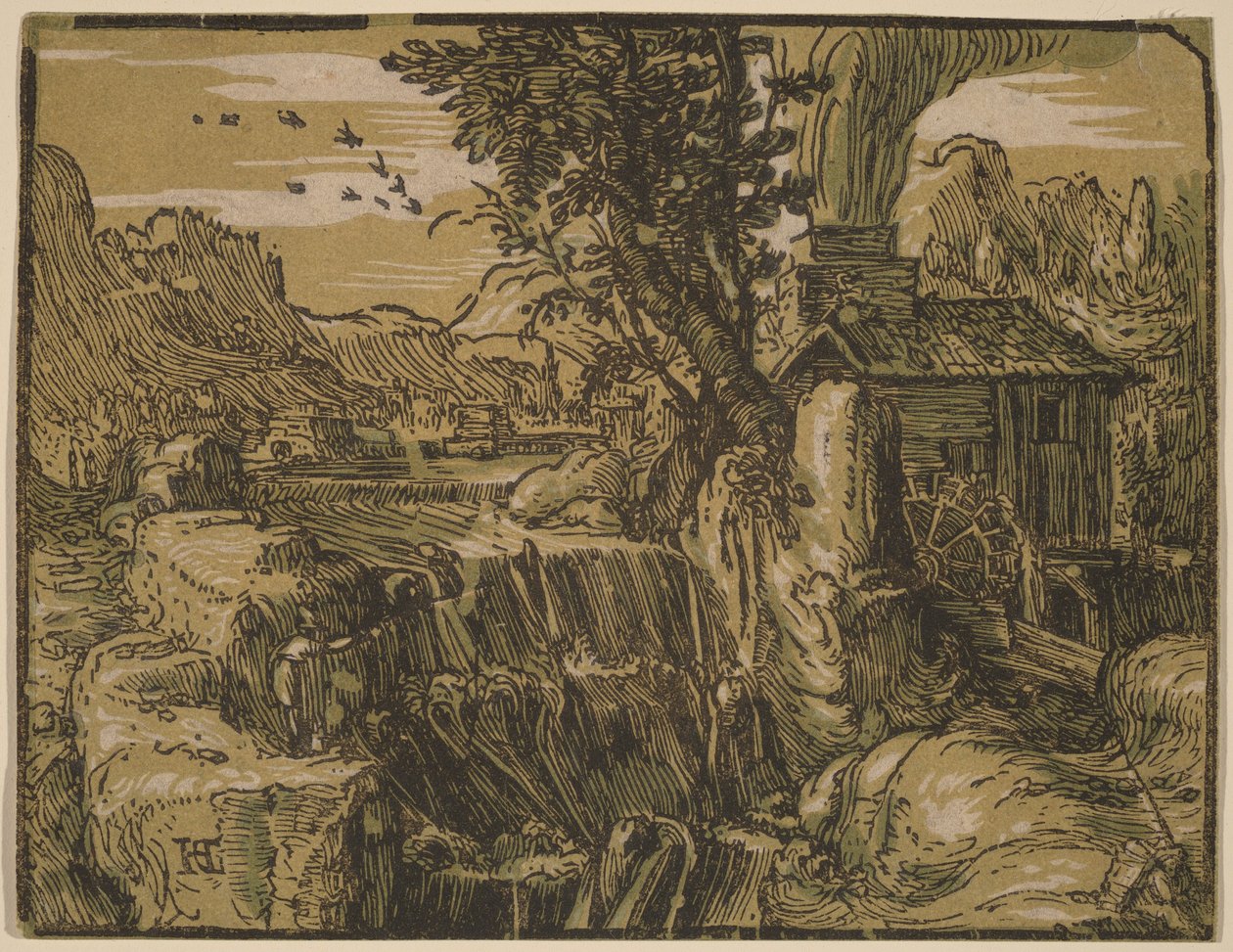 Landscape with a Waterfall by Hendrick Goltzius