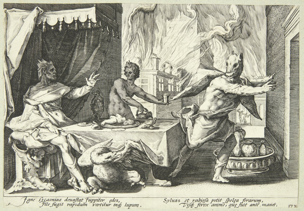 Lycaon Transformed into a Wolf by Hendrick Goltzius