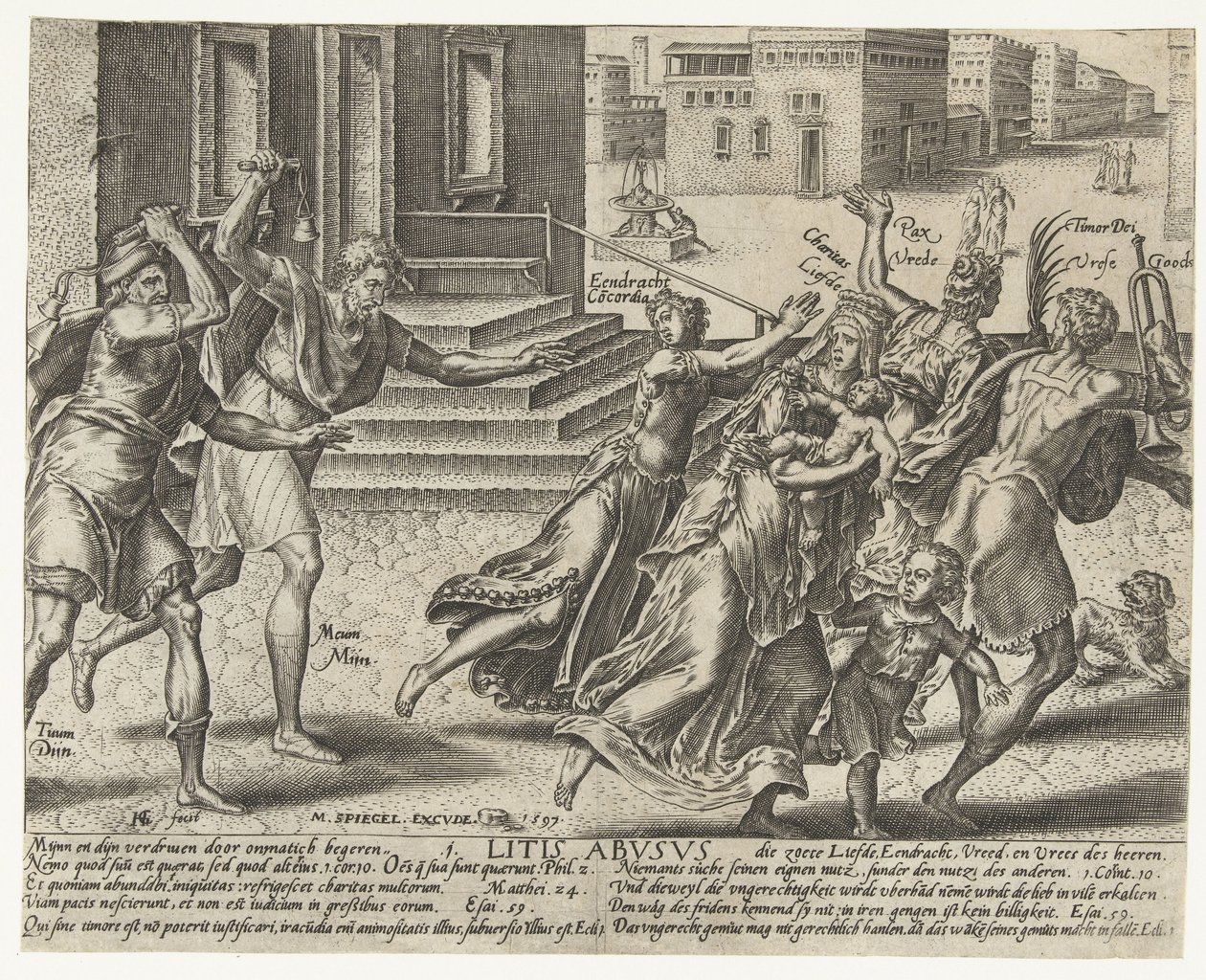 Mine and Yours Drive Away Unity, Love, Peace and Fear of God by Hendrick Goltzius