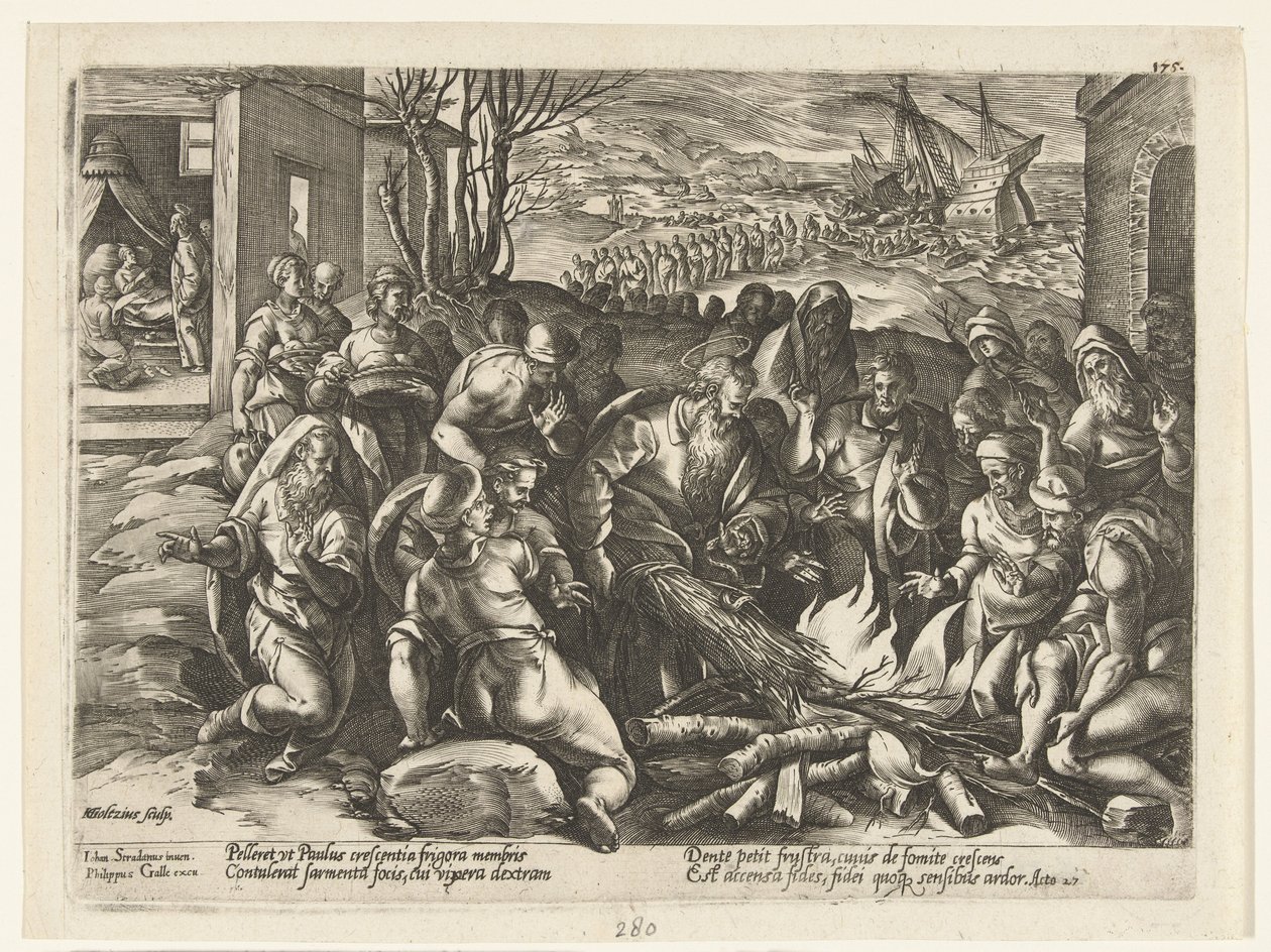 Paul Bitten by a Viper in the Hand (History of the Apostles) by Hendrick Goltzius